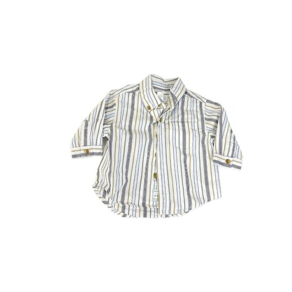 The Childrens Place Boys 0-3 Month White Striped Casual Button Down Long Sleeve - Picture 1 of 4